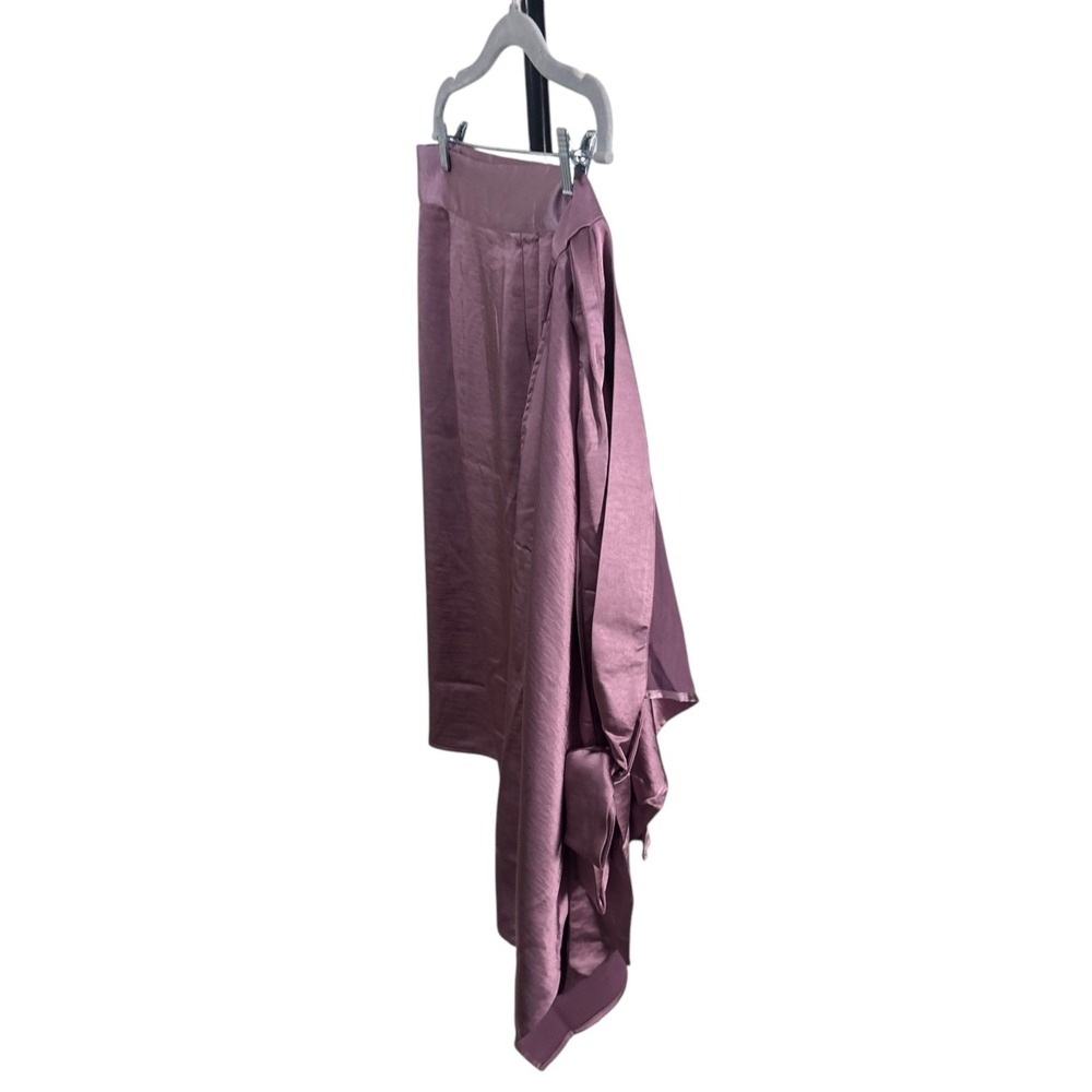 Wildfang Empower Satin Wrap Skirt Mauve Midi Womens Size Medium NWT Elegant Chic